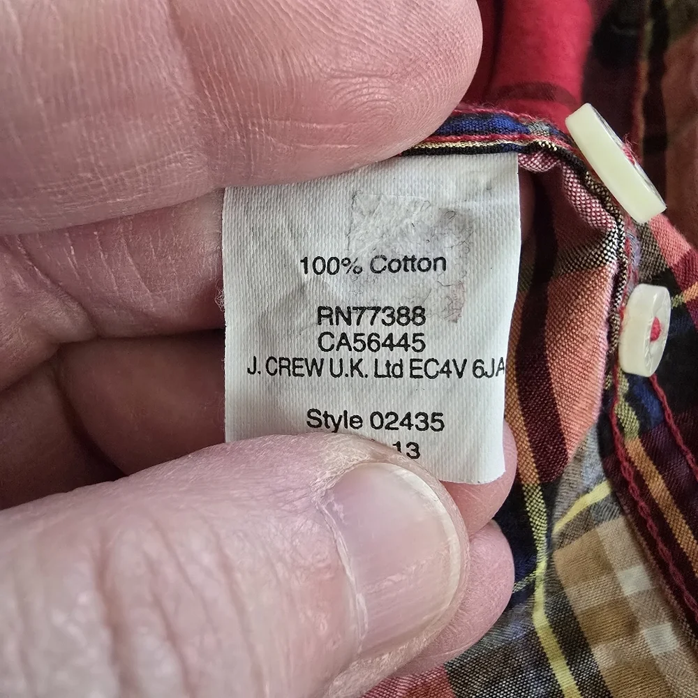 J. Crew Men's Classic Red Tartan Plaid Button Front Shirt Size L Preppy